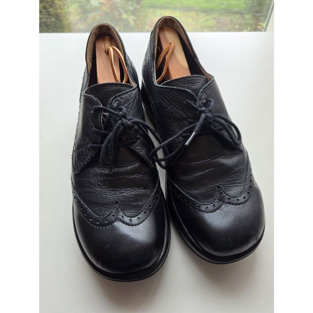 Dromedaris Hornbill Leather Comfort Lace Up Oxfords Size EU 42 Black Wingtip - Picture 2 of 9